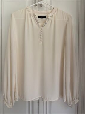 Banana Republic Ivory Button-Trim Long Sleeve Blouse